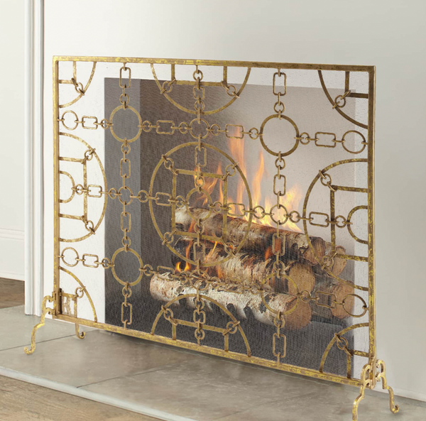 Gold Equestrian Fireplace Screen