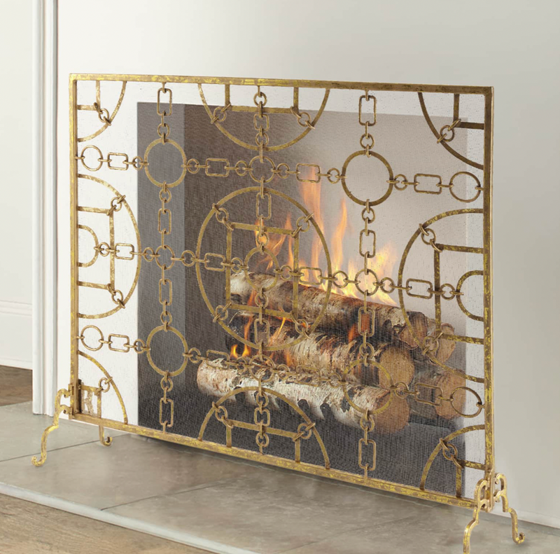 Gold Equestrian Fireplace Screen