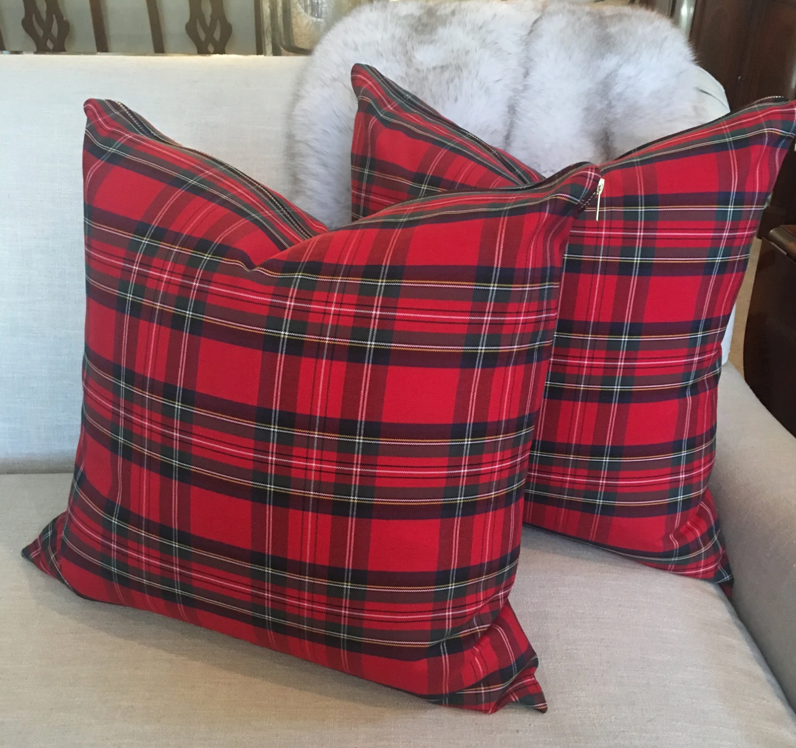 Black and red plaid pillows deals