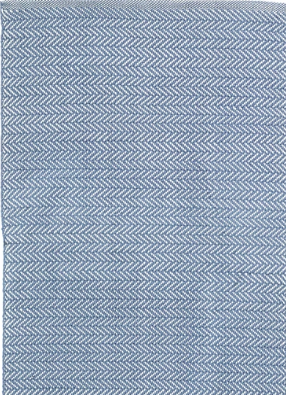 Herringbone Denim/Ivory Handwoven Indoor/Outdoor Rug