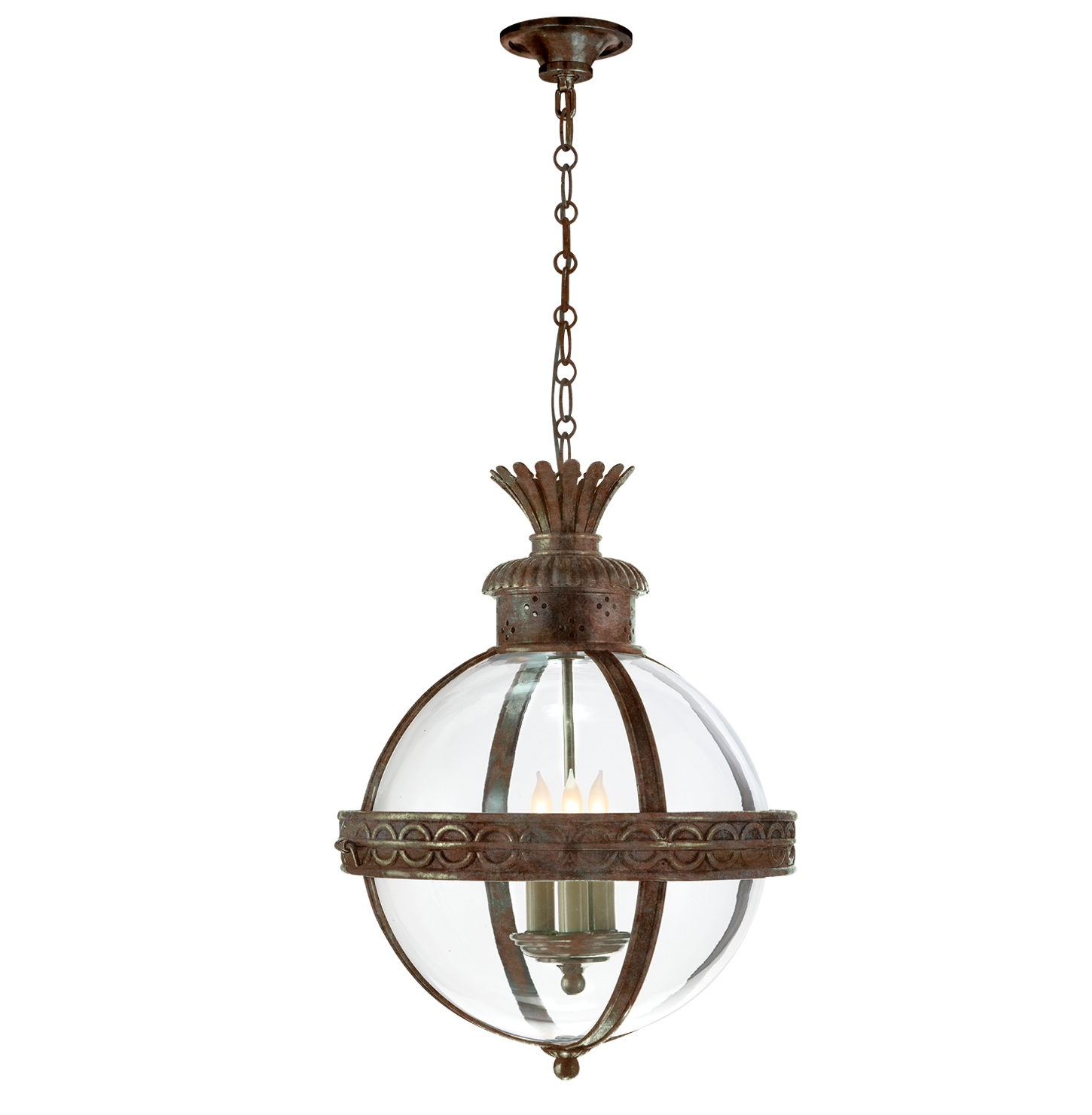 Crown Top Banded Globe Lantern