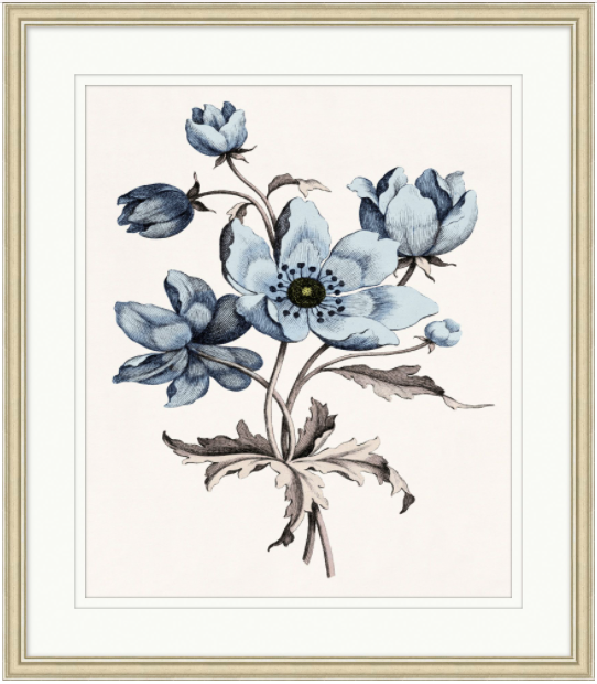 Blue Floral Etching Series