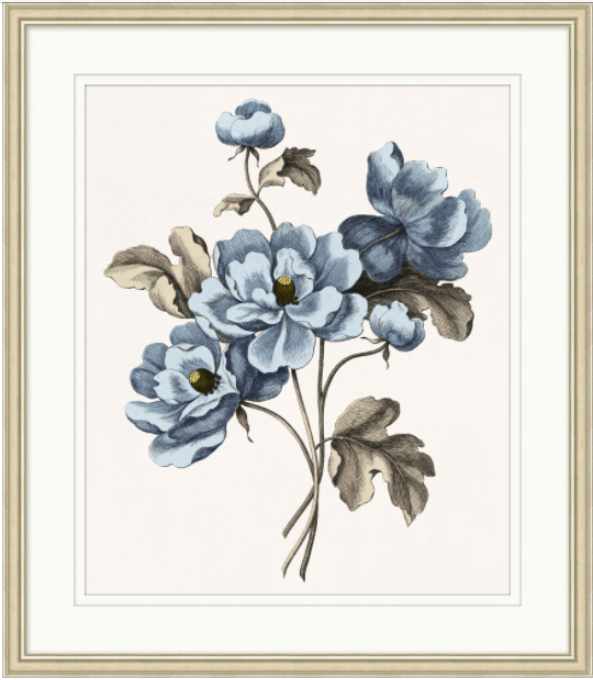 Blue Floral Etching Series