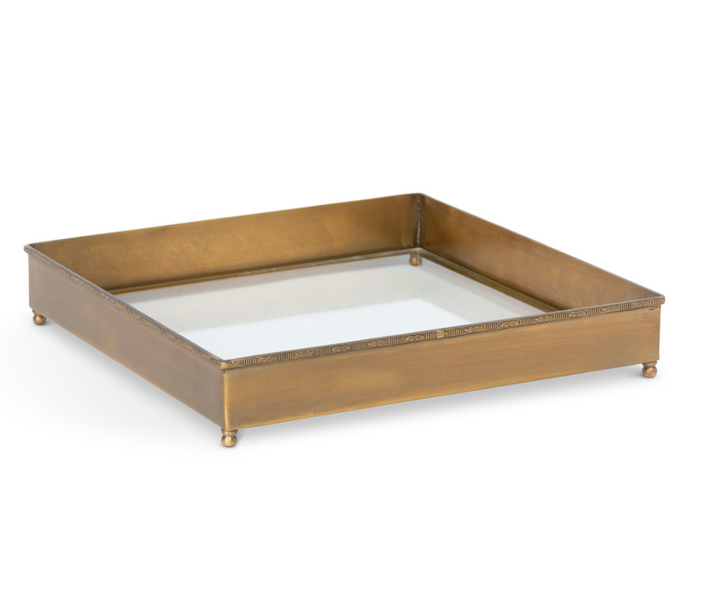 Brass and Glass Escritoire Square Tray