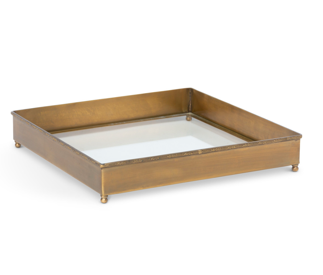 Brass and Glass Escritoire Square Tray