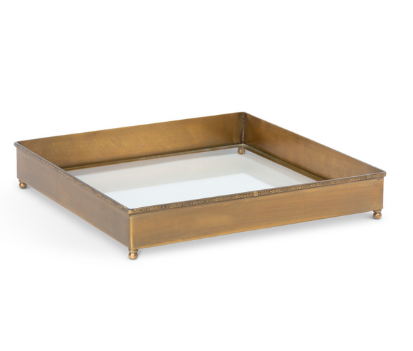 Brass and Glass Escritoire Square Tray