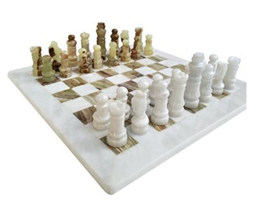 Handmade White Onyx Chess Set