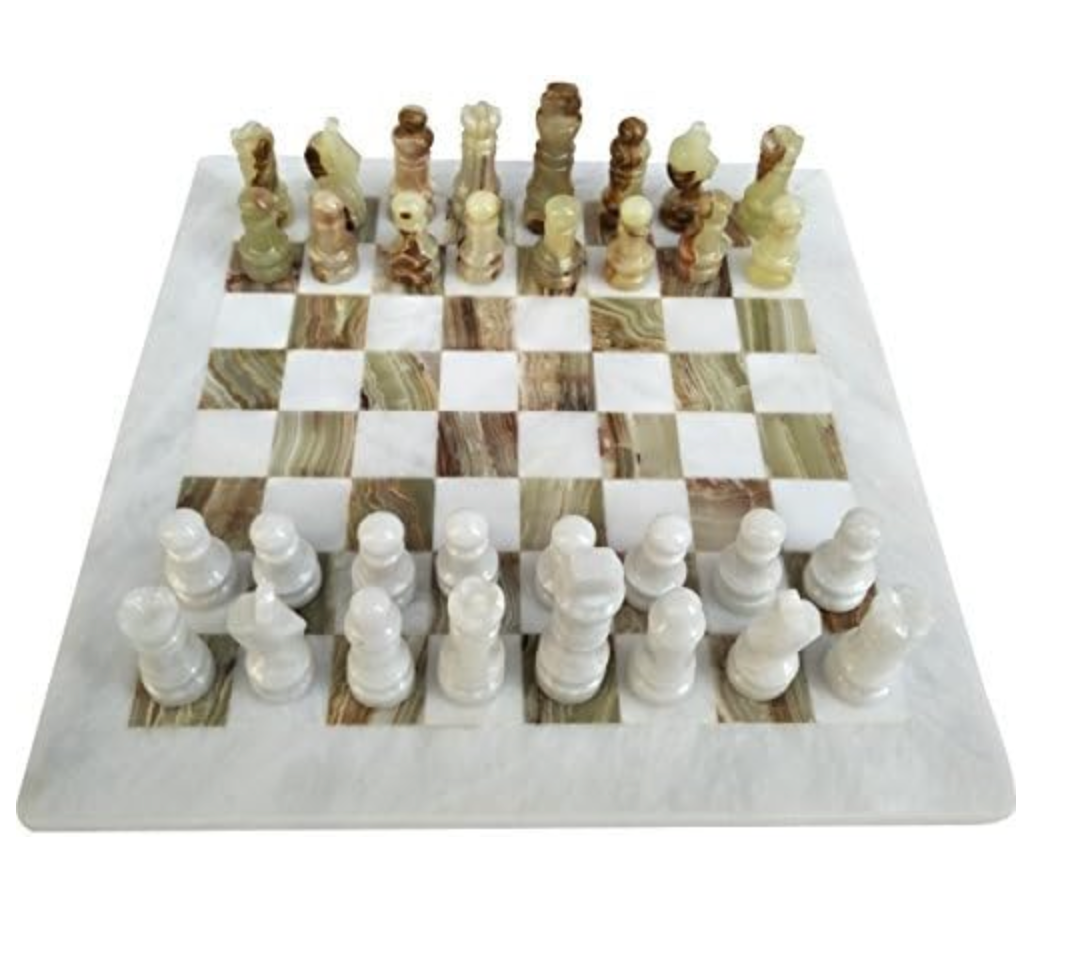 Handmade White Onyx Chess Set