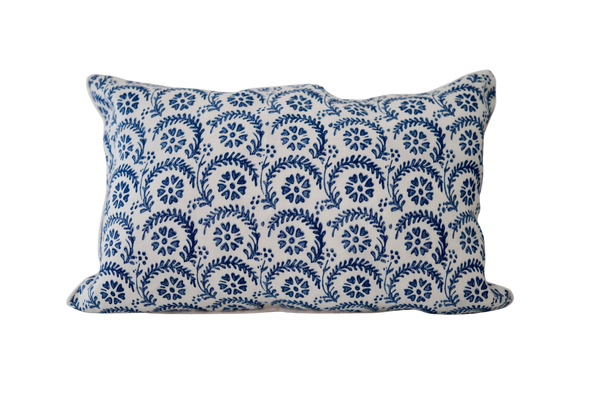 River Blue Flower Pillow Cover