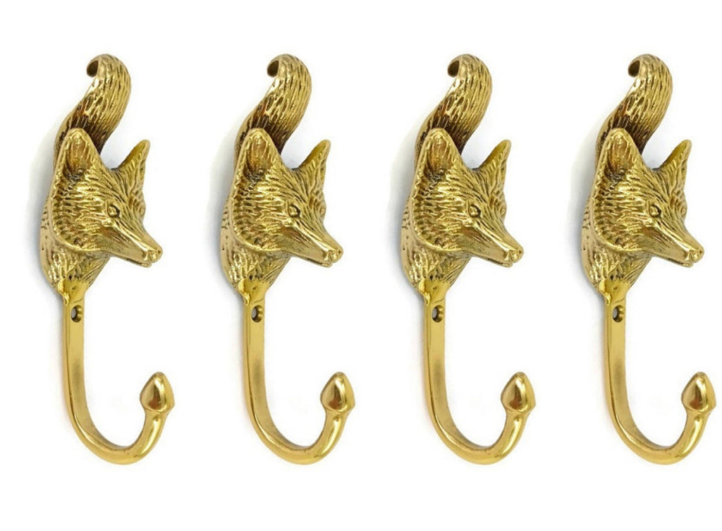 Brass Big Fox Hook, Fox Head Shape Hook With Tail All Solid Brass Handmade.  