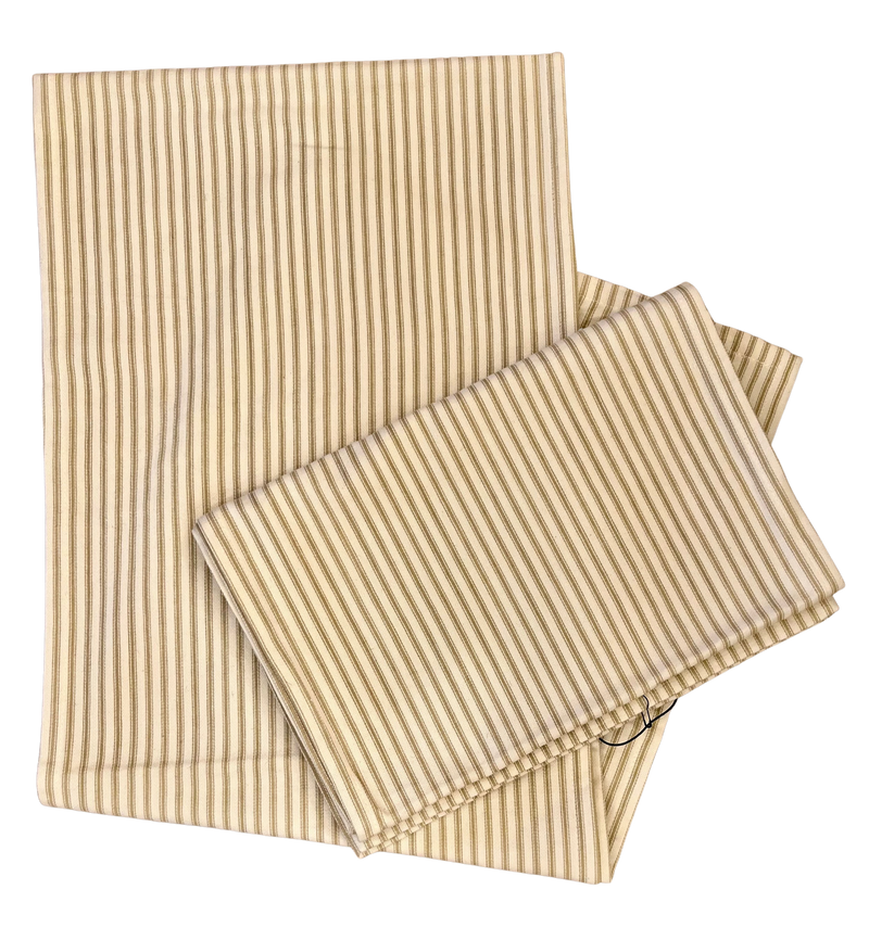 Taupe Ticking Stripe Table Runner