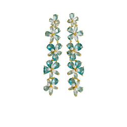 Nicola Bathie Mayfair Blue Floral Drop Earrings