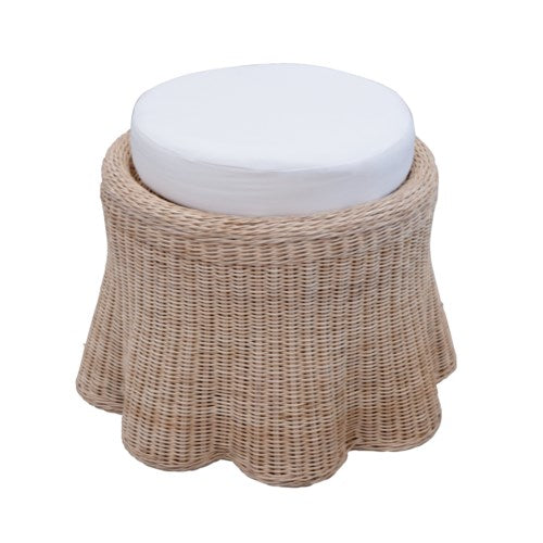 Scalloped Small Round Ottoman